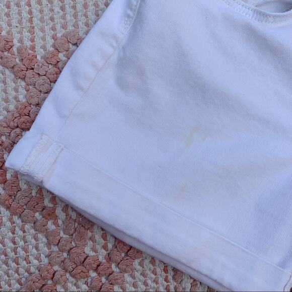 Optic White Vince Mason High Waisted Rolled Hem Denim Shorts 26 - Picture 4 of 6